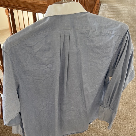PeterboroughRow Men’s Oxford dress shirt blue w/white collar 17-1/2, 33 cufflink - Picture 5 of 5